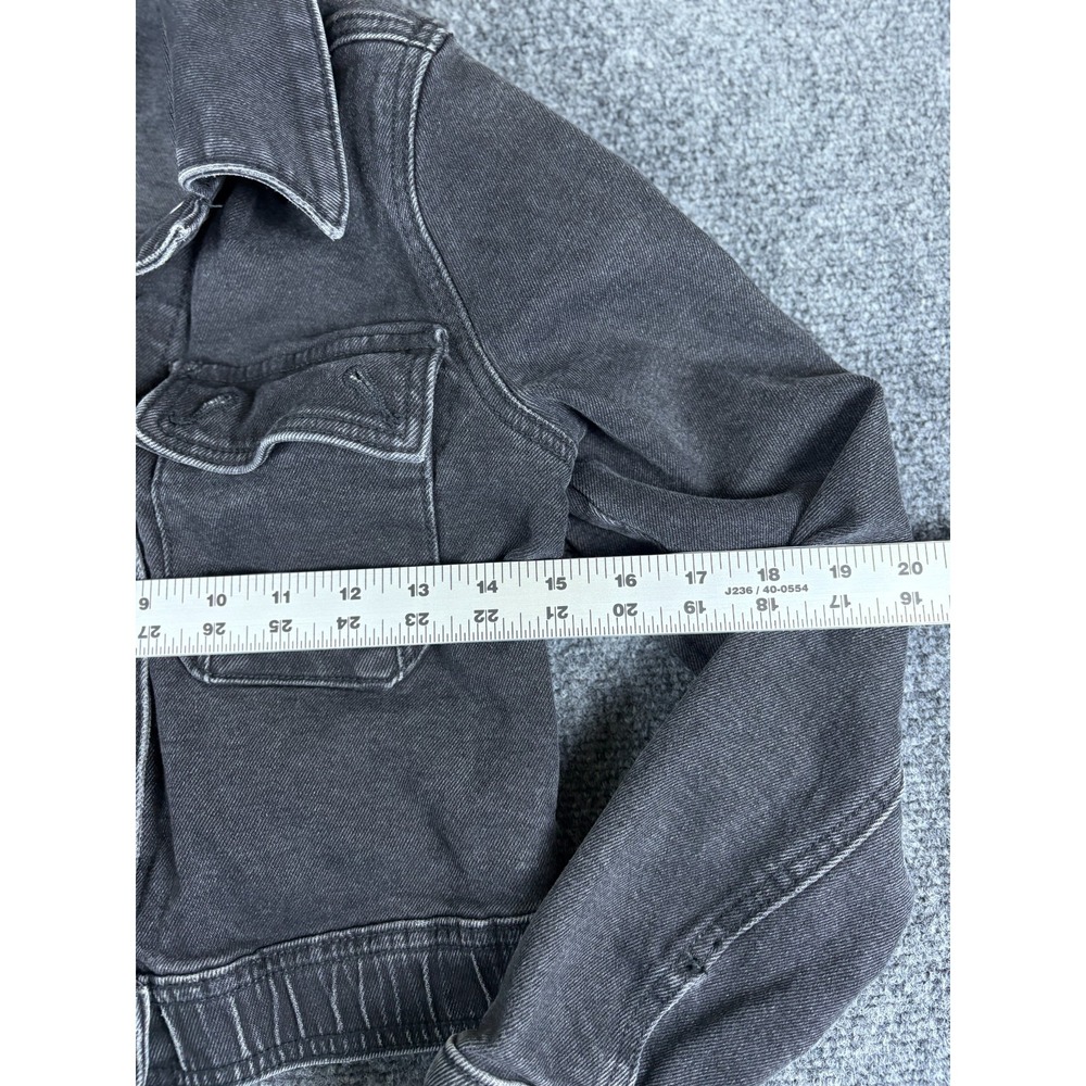 Hollister California Cropped Denim Jacket Womens XS Black Cotton Button Front - Picture 4 of 9